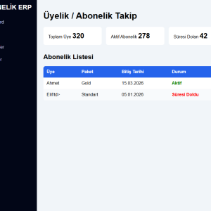 ÜYELİK/ABONELİK TAKİP